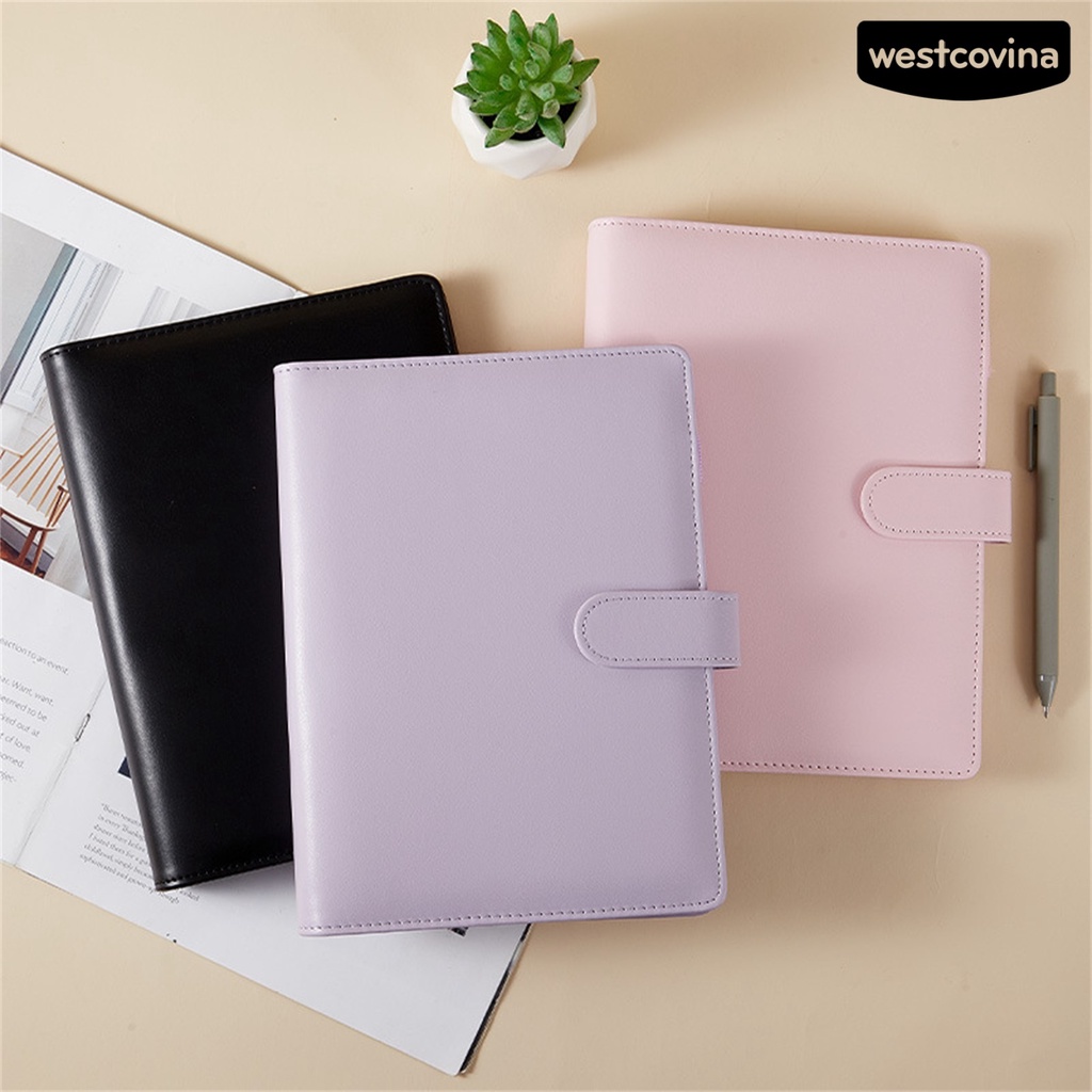 [WSTN]✎Vỏ Bọc Sổ Tay Khổ A5 Bằng Da Giả 6 Lỗ Chống Thấm Nước Thông Dụng
