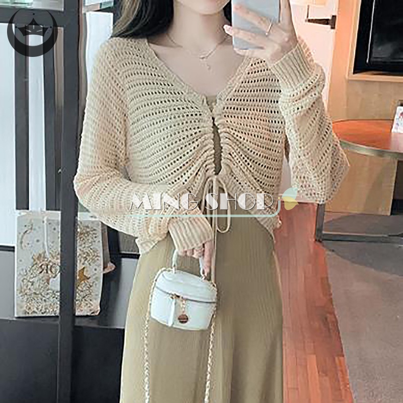 Áo Croptop Dệt Kim Mỏng Tay Ngắn Màu Trơn Thời Trang Mùa Hè Cho Nữ