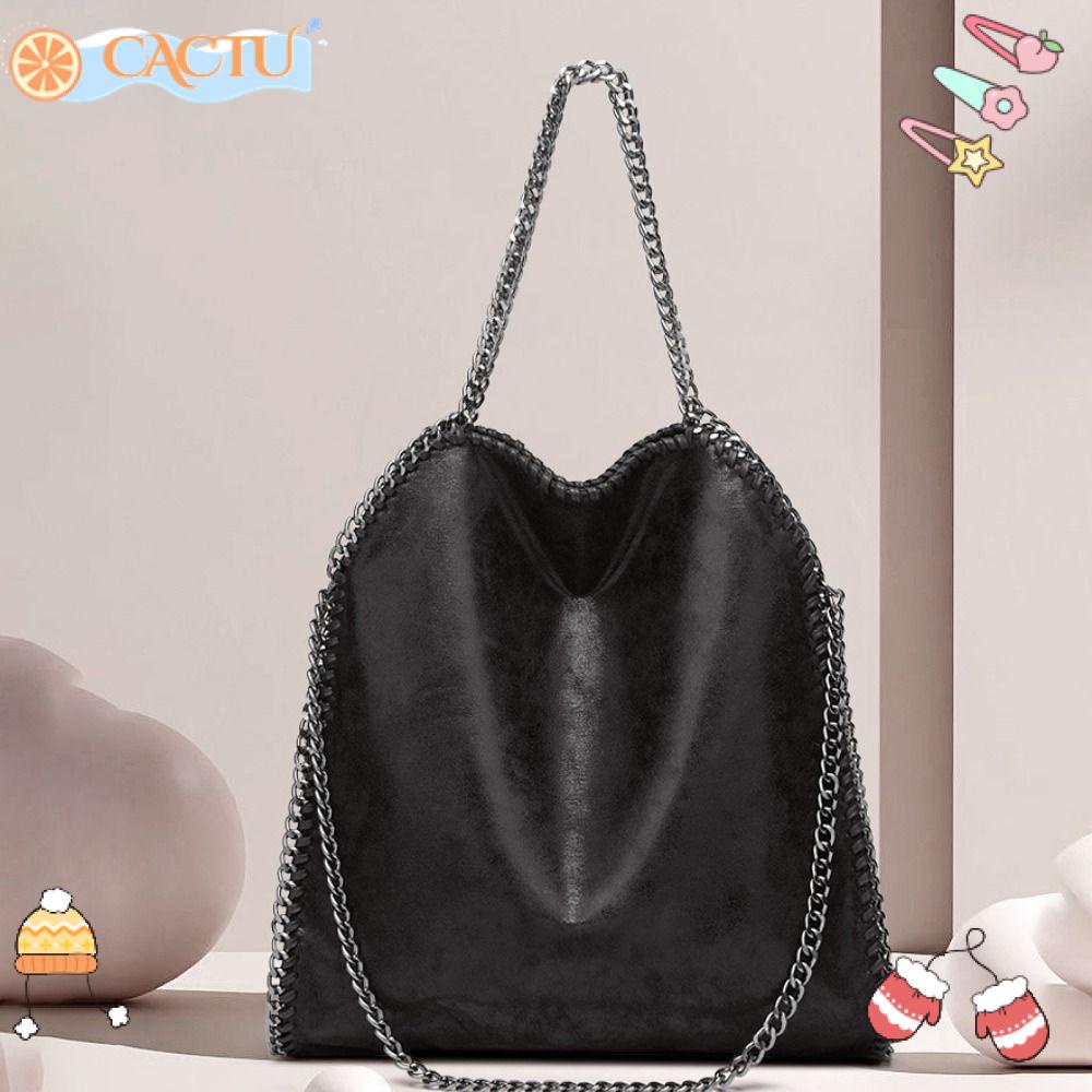 CACTU Túi Xách Da Pu Màu Đen Sức Chứa Lớn Thời Trang Cho Nữ