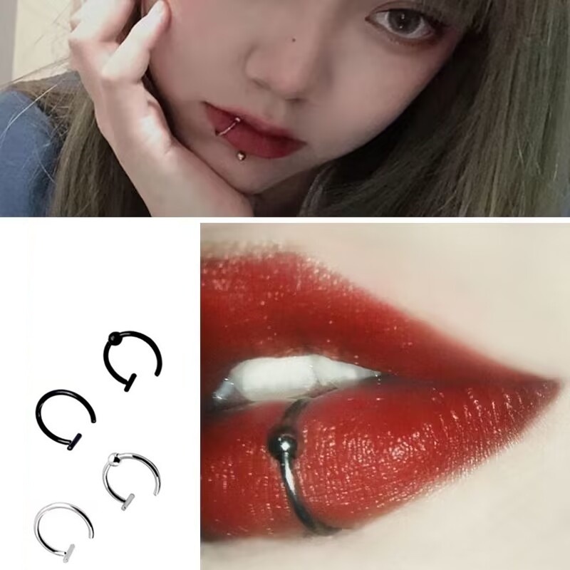 Khuyên Xỏ Mũi / Môi Không Xỏ Lỗ Bằng Thép Không Gỉ Cá Tính Dành Cho Nam Và Nữ