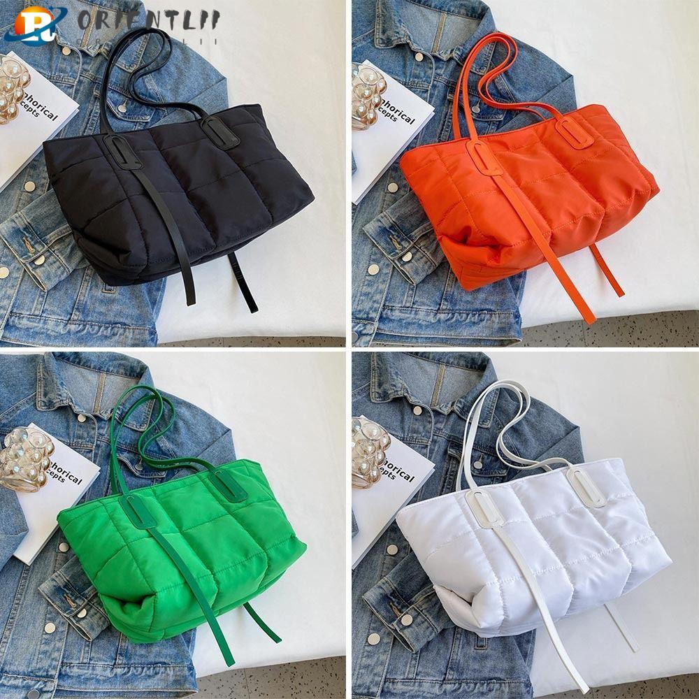 ORIENTLII Túi Tote Có Đệm Cotton Màu Trơn Sức Chứa Lớn Mùa Đông