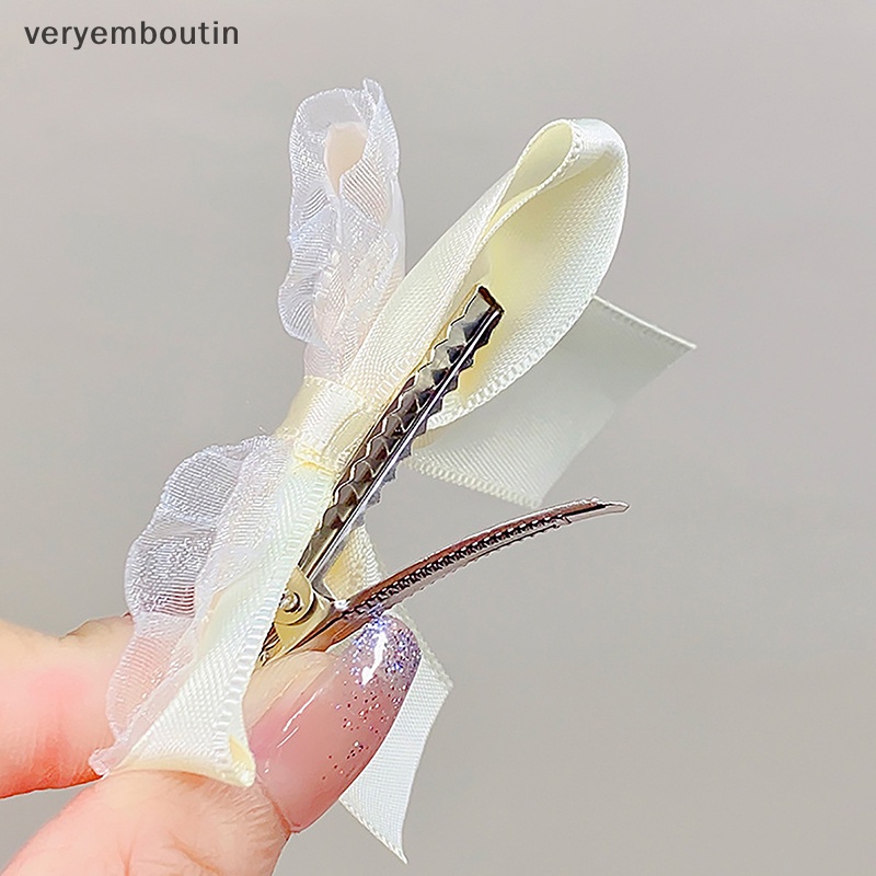 Kẹp Tóc Đính Nơ Lưới Thời Trang Ngọt Ngào Cho Bé Gái