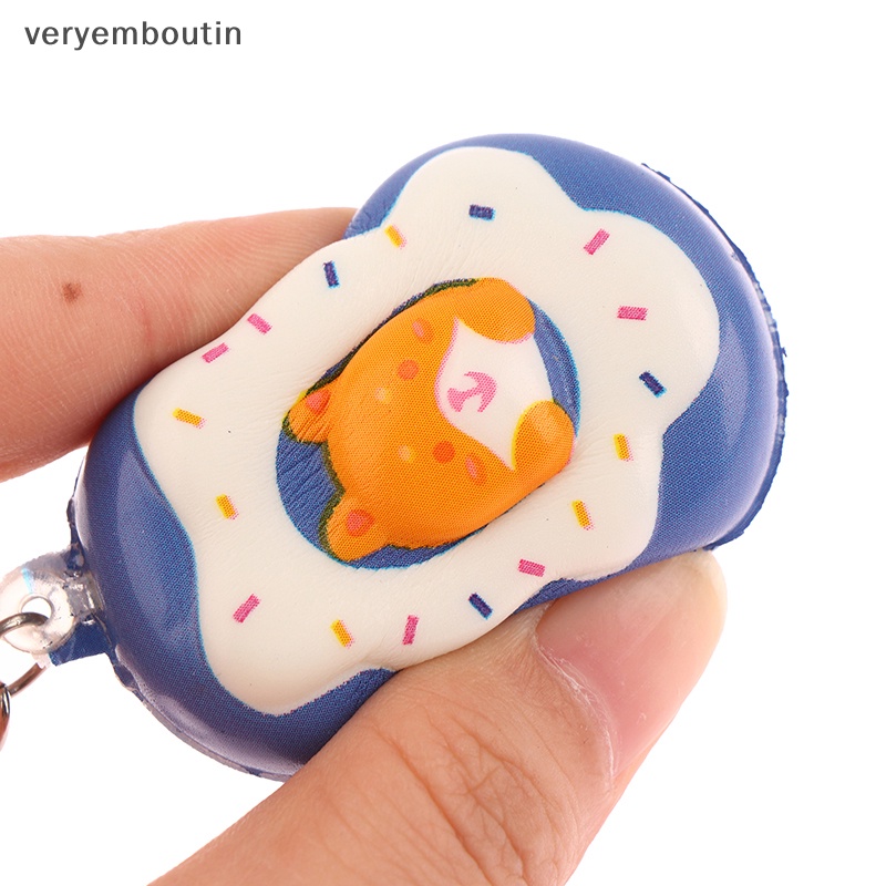 1 Móc Khóa Hình Bánh Donut Bóp Xả Stress Màu Sắc Ngẫu Nhiên