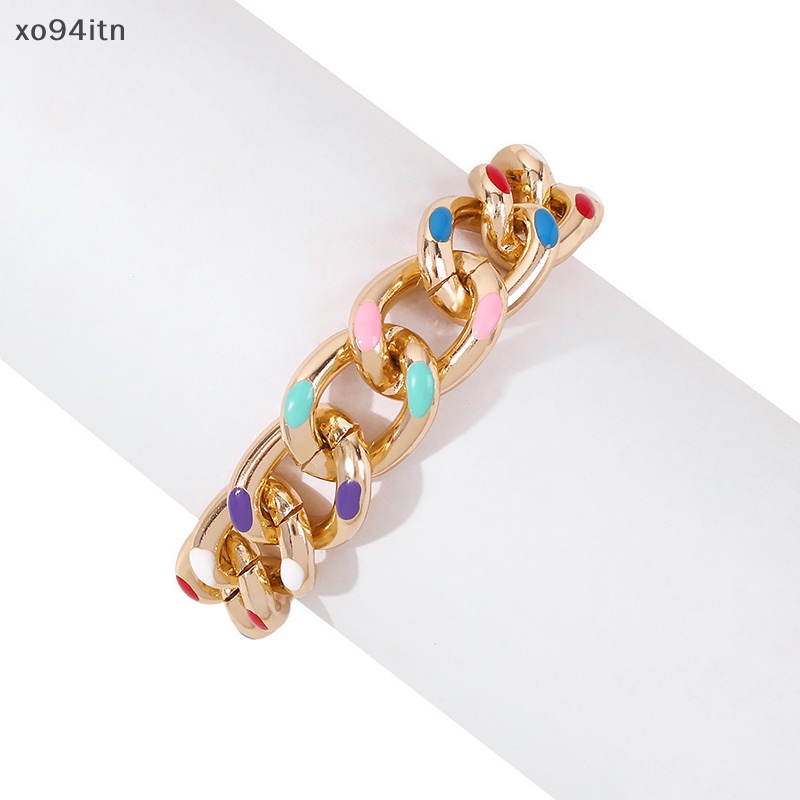 Vòng Tay Dây Xích Bằng Nhôm Sơn Nhiều Màu Phong Cách Hip hop Cho Nữ