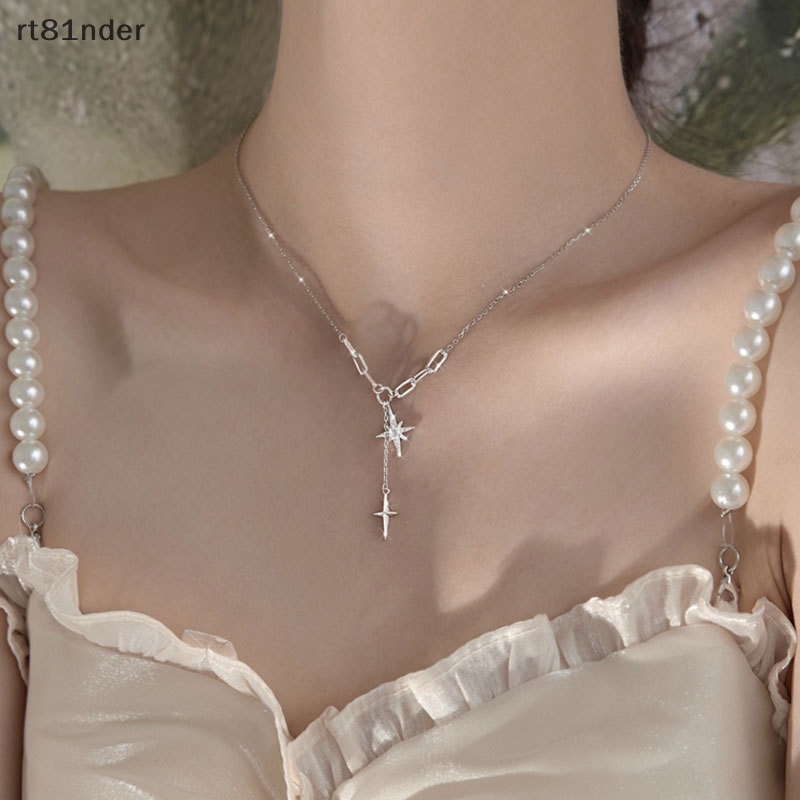 Rt Vòng cổ Bạc Mặt Ngôi Sao Sáu Cánh Đính Đá Zircon Đơn Giản Ngọt Ngào Cho Nữ