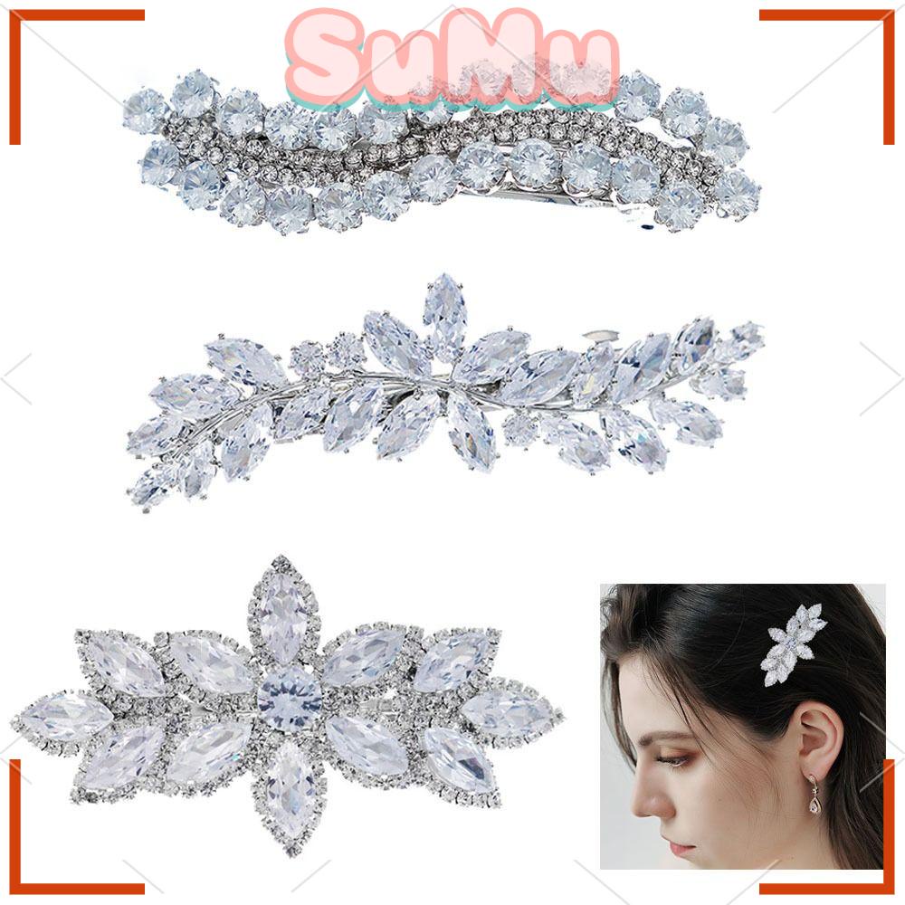 SUMU Kẹp Tóc Hình Chiếc Lá Đính Pha Lê Thời Trang