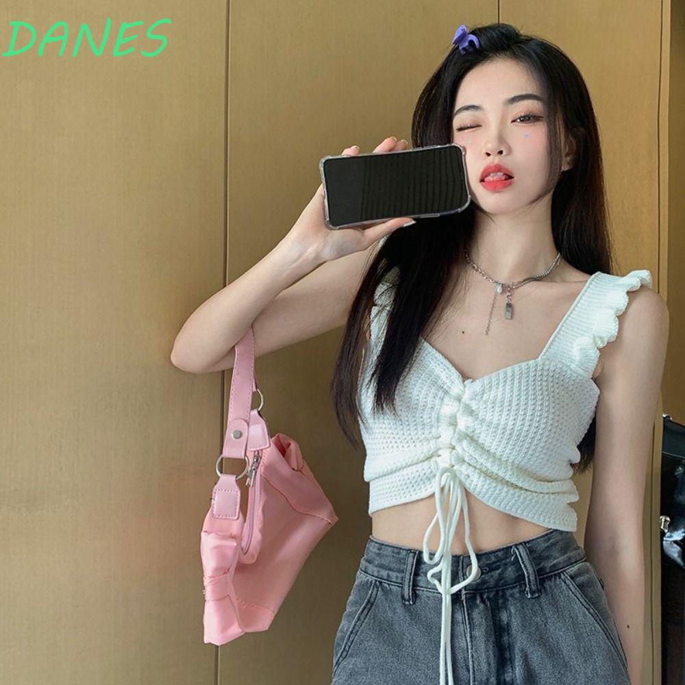 DANES Áo Lót Cổ Chữ V Không Đường May Phối Bèo Nhún Dễ Thương Cho Nữ