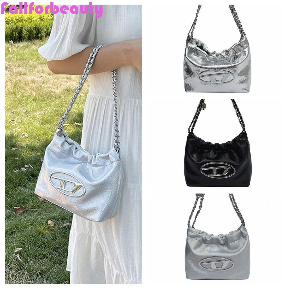 FALLFORBEAUTY Túi Da Dây Rút Đeo Vai Y2K Dingdang In Chữ D Dingdang Thời Trang Cho Nữ