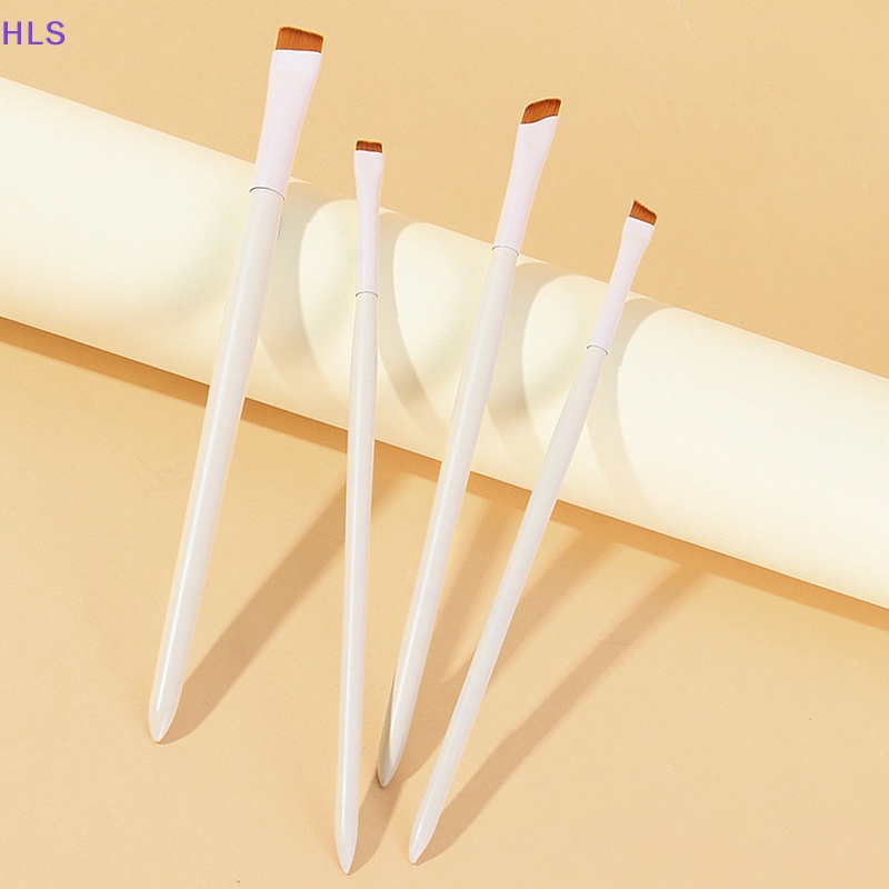 Set 1 / 4 Cọ Trang Điểm Kẻ Mắt / Lông Mày Siêu Mỏng Với Tay Cầm Bằng Gỗ Màu Trắng