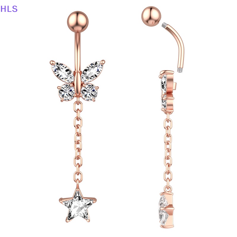 Khuyên Rốn Hình Bướm Đính Đá Zircon Thời Trang Cho Nữ