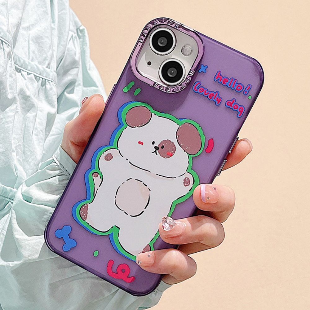 Ốp Điện Thoại TPU Mềm Chống Dấu Vân Tay Chống Rơi In Hình Cún / Mèo Mạ Điện Thời Trang Cho IPhone 14 13 12 11 Pro Max X XR 8 7 Plus