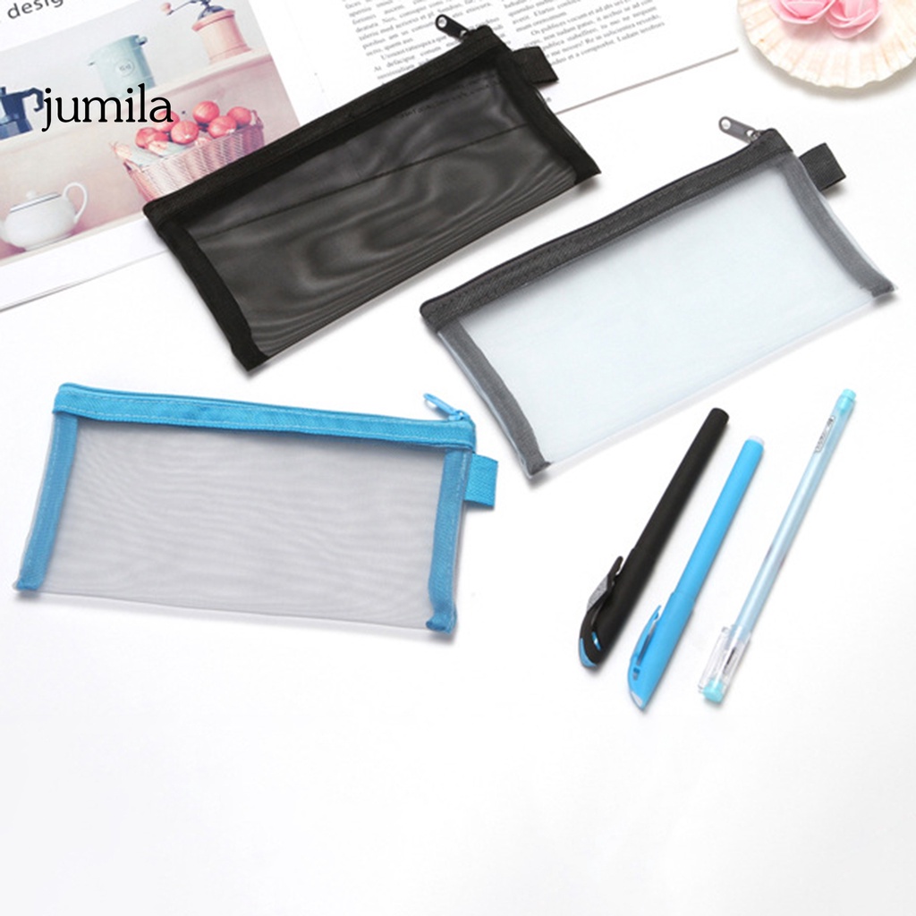 Qr Túi Lưới Đựng Bút Chì Sức Chứa Lớn Có Khóa Kéo Có Thể Tái Sử Dụng Cho Học Sinh