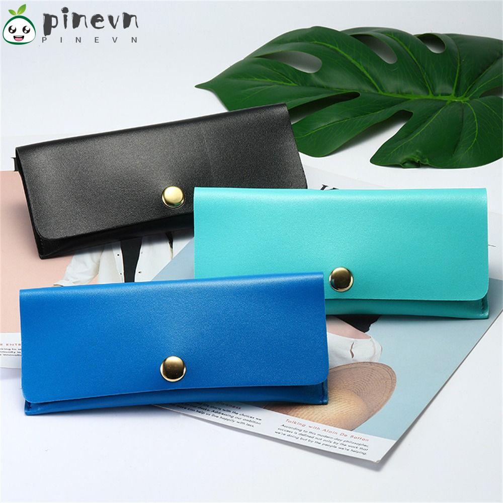 PINEVN Hộp Đựng Mắt Kính Bằng Da PU Màu Trơn Có Thể Gấp Lại Tiện Dụng
