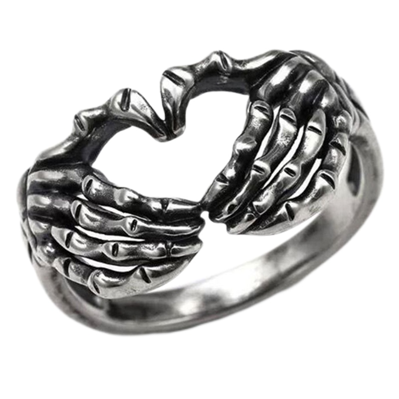 Ygt Nhẫn Hình Đầu Lâu Trái Tim Phong Cách Punk Hip Hop Sáng Tạo Dành Cho Nam Và Nữ