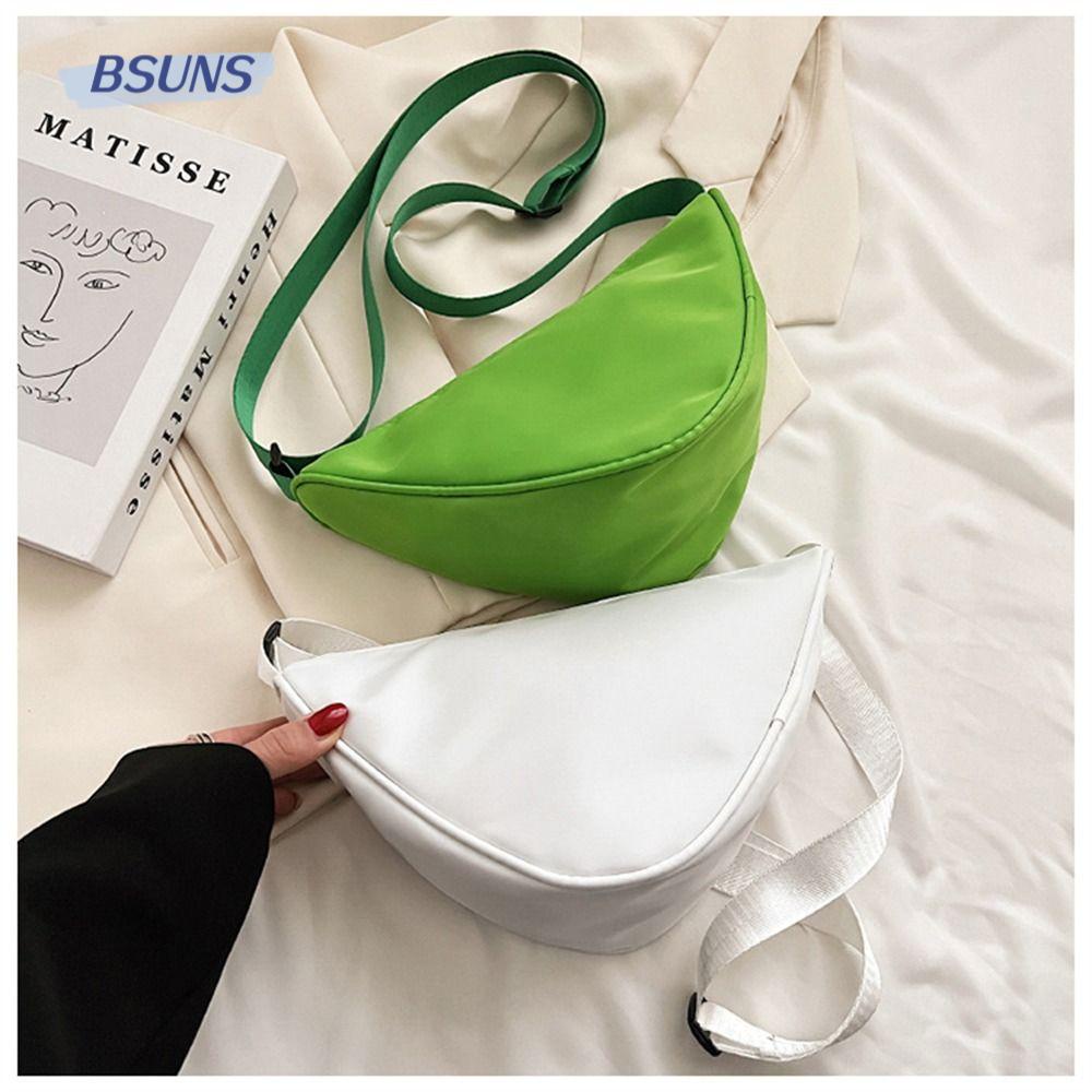 BSUNS Túi Đeo Chéo Vai Hình Tam Giác Bằng Nylon Màu Trơn Sức Chứa Lớn Thời Trang Thể Thao
