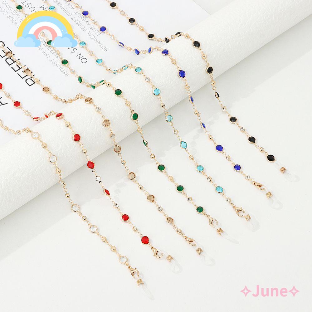 JUNE Dây Đeo Mắt Kính Dạng Chuỗi Hạt Pha Lê Cho Nam Và Nữ