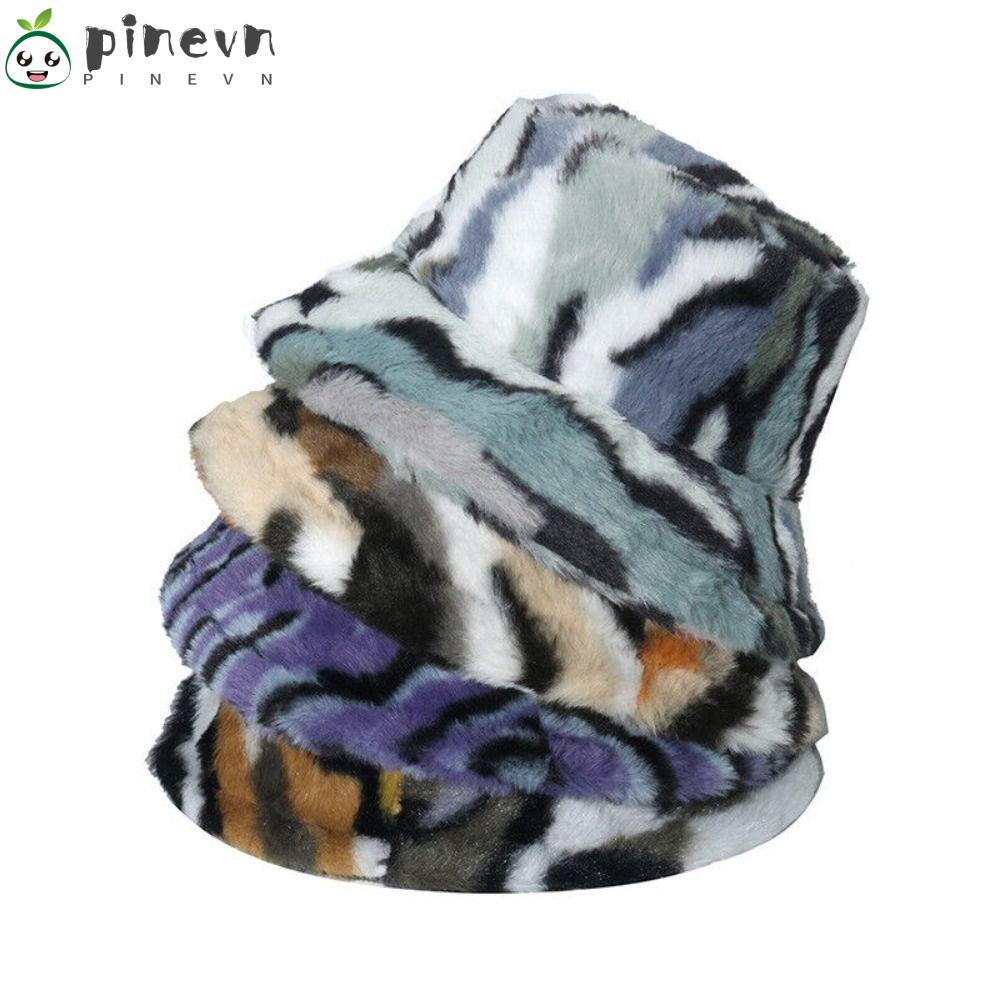 PINEVN Mũ Bucket Giả Lông Thời Trang Mùa Đông Ấm Áp