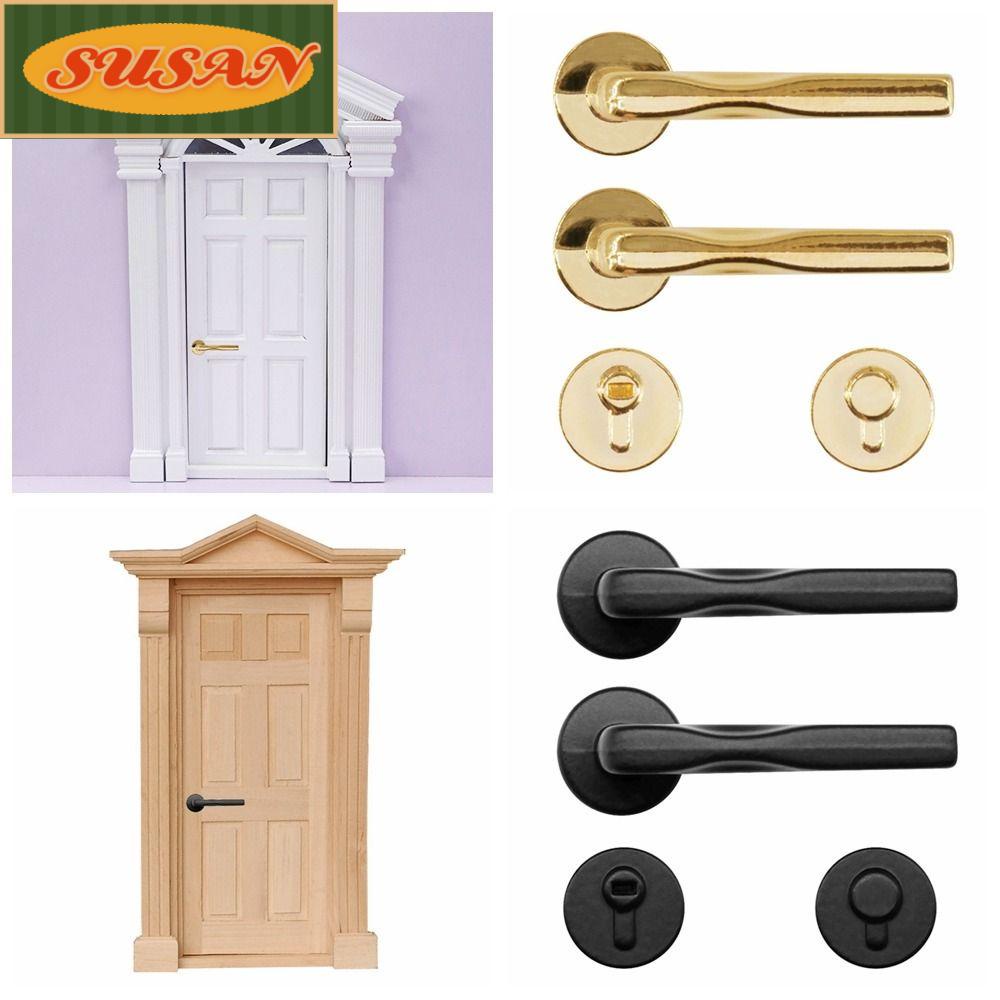 SUSANS Bộ Núm Vặn Cửa Mini Bằng Đồng Thau Cho Nhà Búp Bê Tỉ Lệ 1 / 12