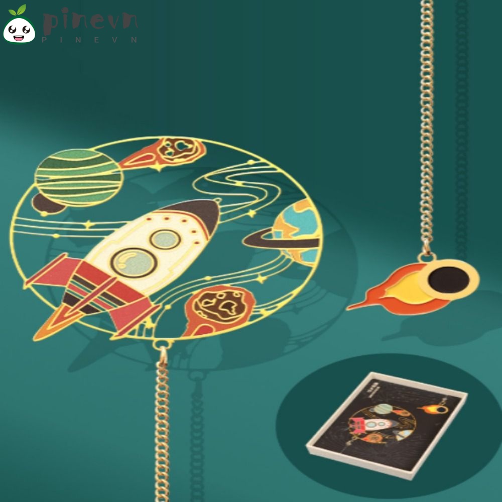 PINEVN Hộp Quà Tặng Trang Trí Bằng Kim Loại Có Ngăn Đựng Thẻ Đánh Dấu Sách Và Hệ Thống Năng Lượng Mặt Trời