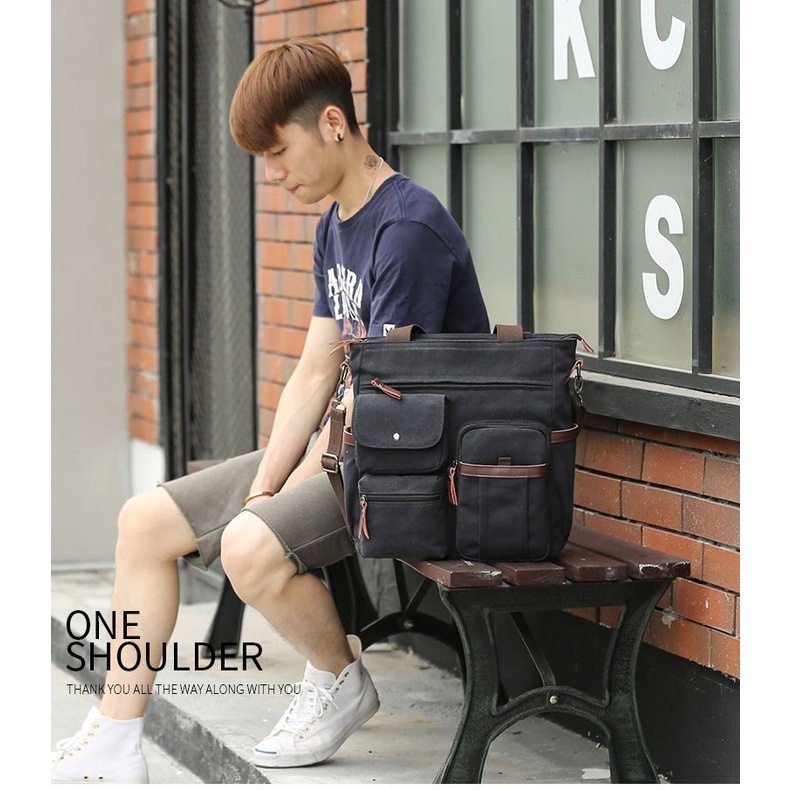 Hàng Mới Về Mới Túi Xách Đeo Chéo Vải Canvas Phong Cách Nhật Bản Thời Trang Cho Nam