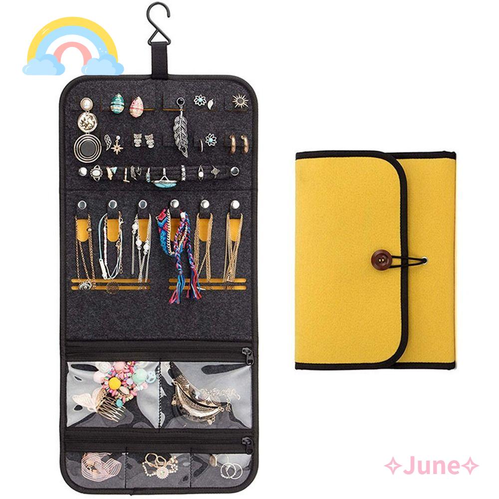 JUNE Cuộn Túi Nỉ Đựng Trang Sức Đa Năng Có Thể Gấp Gọn Tiện Dụng