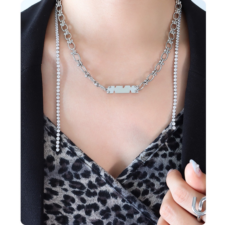 Vòng cổ Mặt Nhẫn Thiết Kế Hình Học Phong Cách Hip Hop Âu Mỹ Thời Trang Cho Nữ