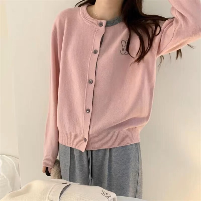 Áo Cardigan Dệt Kim Cổ Tròn Mềm Mại Phong Cách Hàn Quốc Thời Trang Mùa Thu