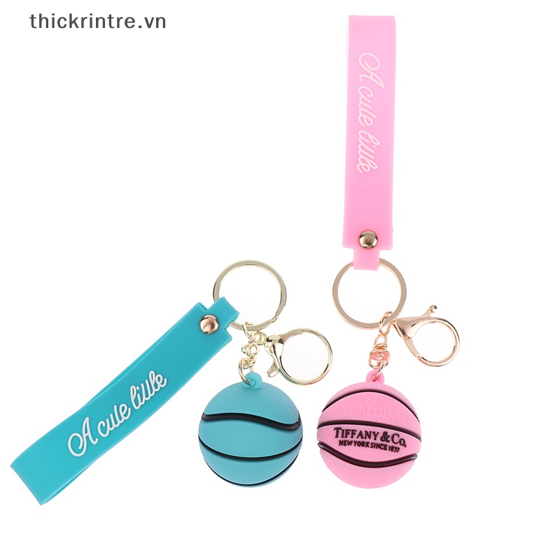 1 Móc Khóa Cao Su PVC Mềm Hình Quả Bóng Rổ 3D