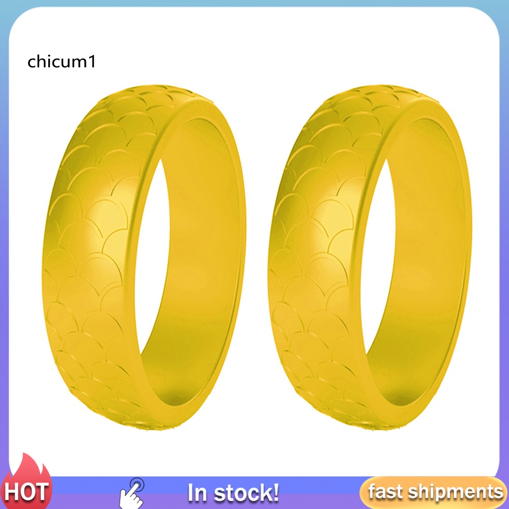 Set 2 Nhẫn Silicone Họa Tiết Vảy Cá Cho Nữ