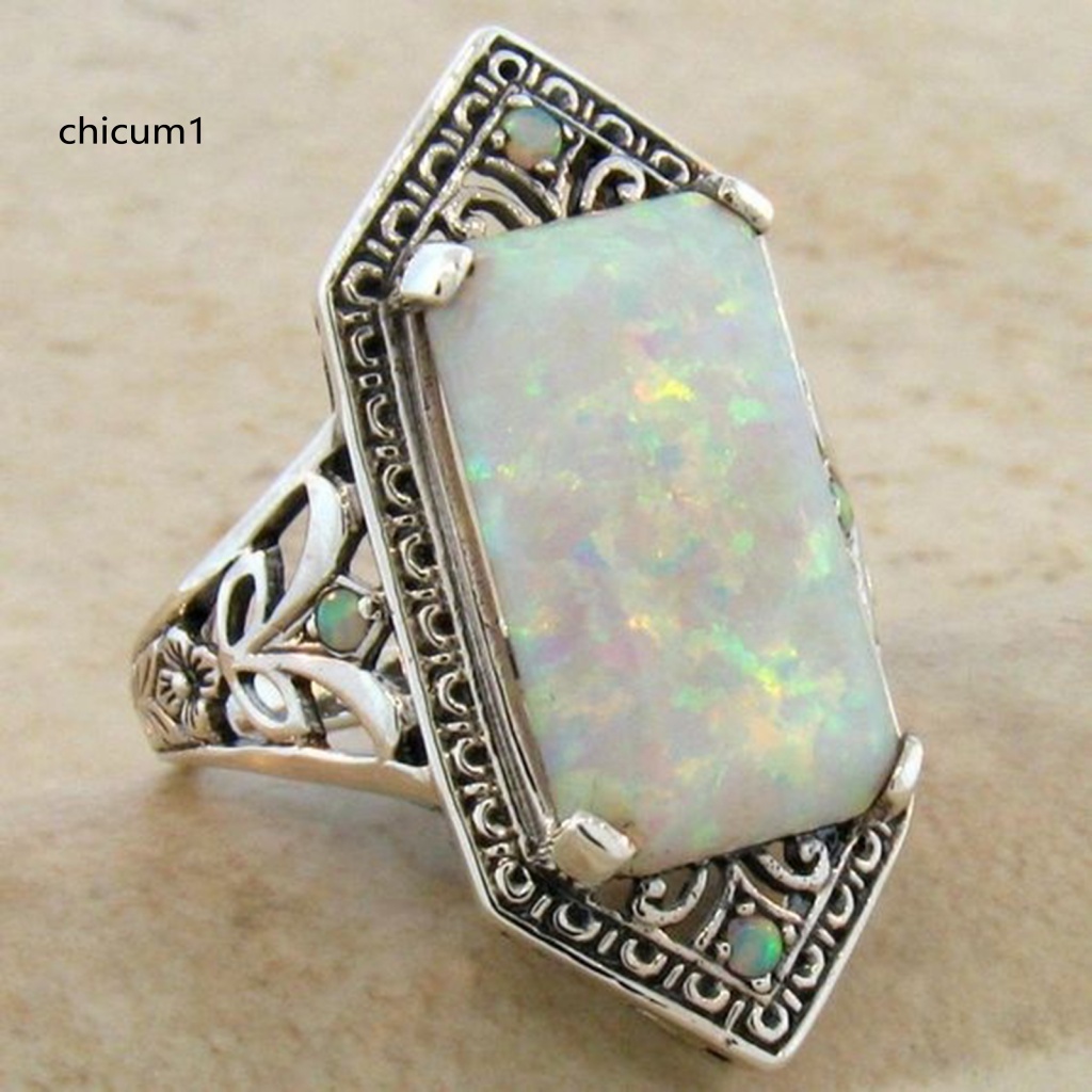 Nhẫn Hình Vuông Đính Đá Nhân Tạo Phong Cách Vintage Thời Trang Cho Nữ