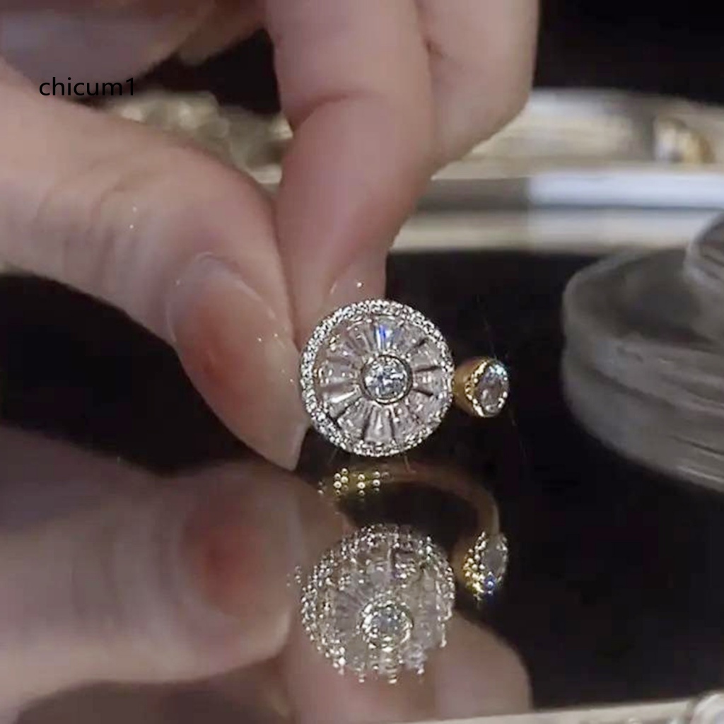 Nhẫn Hở Đính Đá Zircon Sang Trọng Chống Oxy Hóa Không Phai Màu Tùy Chỉnh Thời Trang Cho Nữ