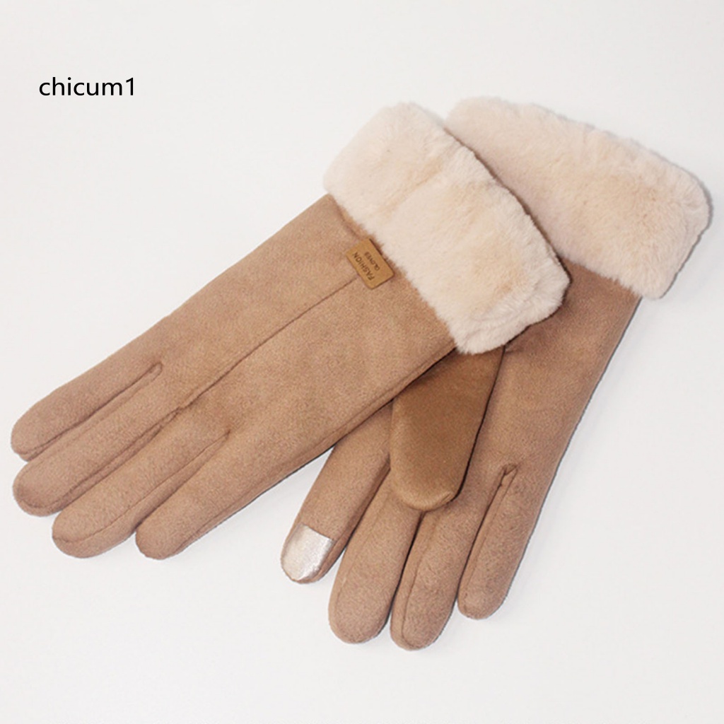 1 Đôi Găng Tay Da Lộn Chống Trượt Màu Trơn Chống Gió Có Thể Dùng Màn Hình Cảm Ứng Tiện Lợi