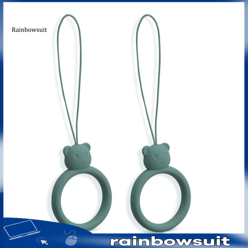 Set 2 Dây Đeo Điện Thoại Bằng Silicon Hình Gấu Hoạt Hình Thông Dụng