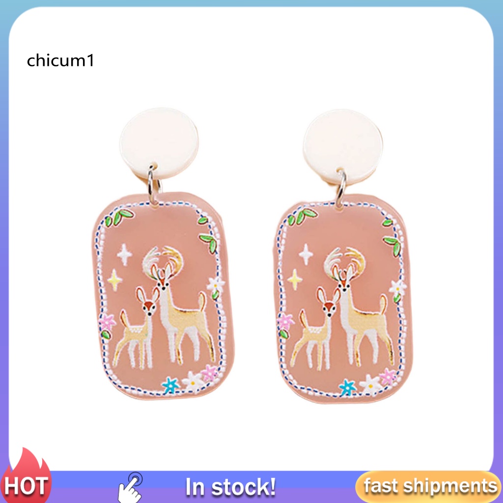 1 Cặp Bông Tai Acrylic Bóng Nhiều Màu Sắc Họa Tiết Hoa Ngôi Sao Hình Học Thời Trang Cho Nữ