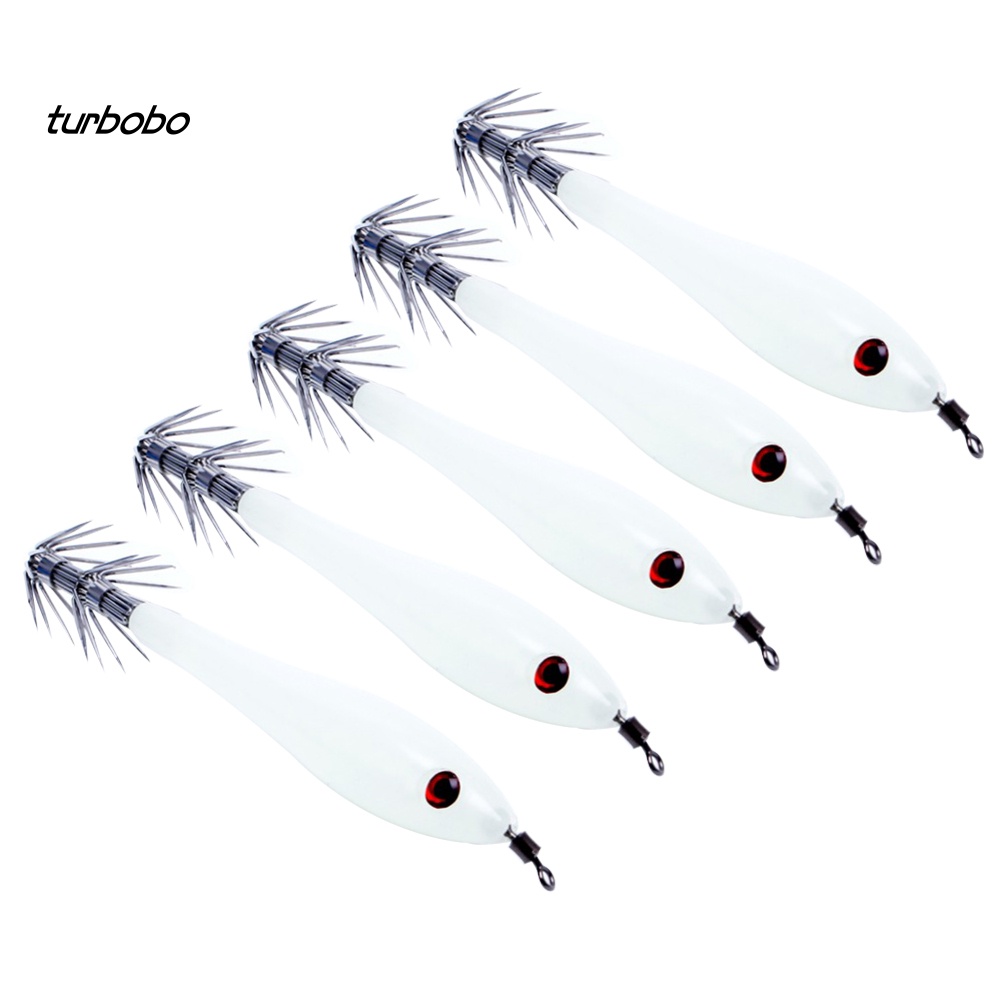 Set 5 Mồi Câu Cá Giả Dạ Quang Dạng Mực Cứng 10cm