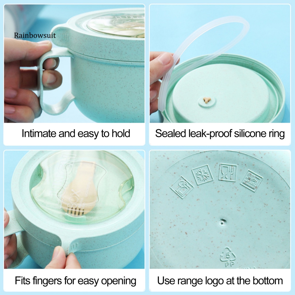 Tô Ăn Mì Chịu Nhiệt Không BPA Dung Tích Lớn 850ml Có Nắp Đậy Chống Rò Rỉ Cho Học Sinh