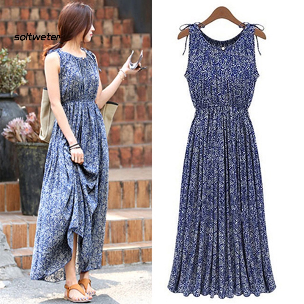 Đầm Sát Nách Chất Liệu Cotton Pha Họa Tiết Hoa Thời Trang Mùa Hè Cho Nữ