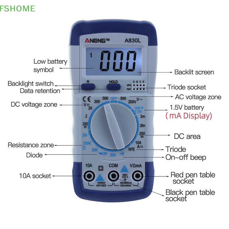 Vạn Năng Kế Kỹ Thuật Số LCD AC DC Đa Hiệu Ứng Có Chức Năng Báo Động