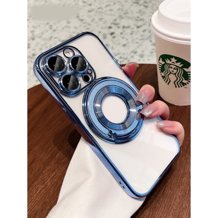 Ốp Điện Thoại Mềm Trong Suốt Chống Rơi Chống Sốc Có Giá Đỡ Từ Tính Cho iPhone 14 13 12 11 Pro Max 14 Plus