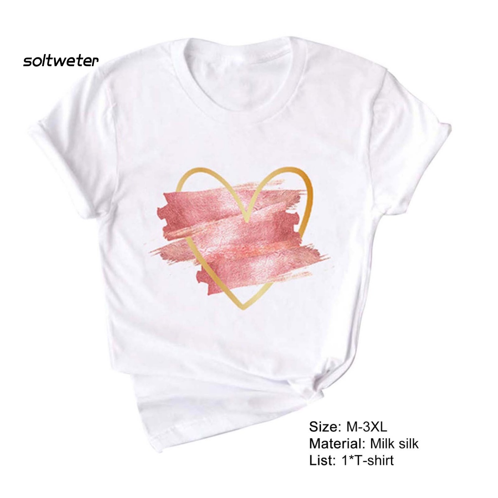 Áo Thun Màu Trơn In Họa Tiết Trái Tim Màu Sắc Thời Trang Mùa Hè
