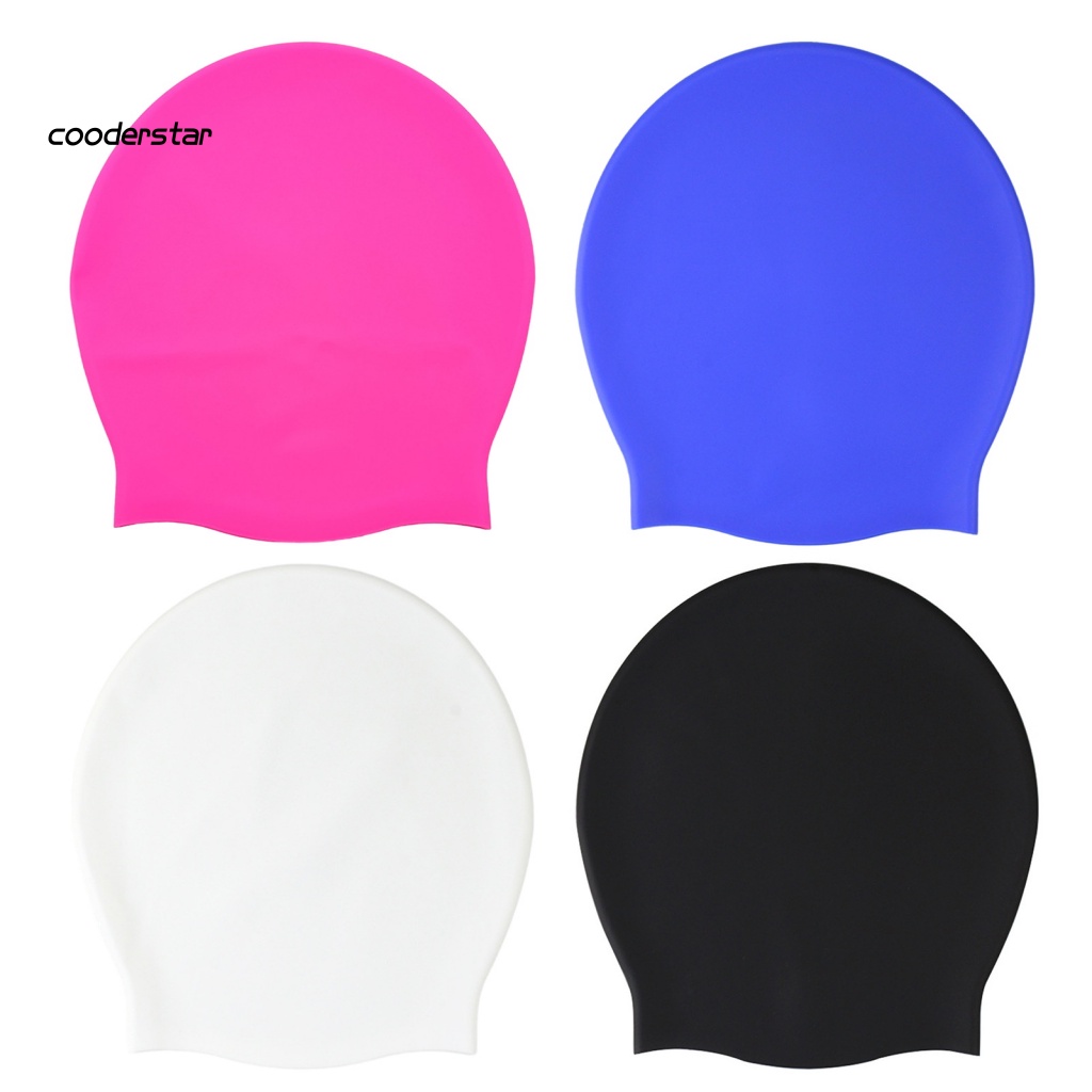 Mũ Bơi Silicon Mềm Mại Co Giãn Tốt Thoáng Khí Chống Trượt Màu Trơn Kèm Mái Tóc Có Thể Tái Sử Dụng