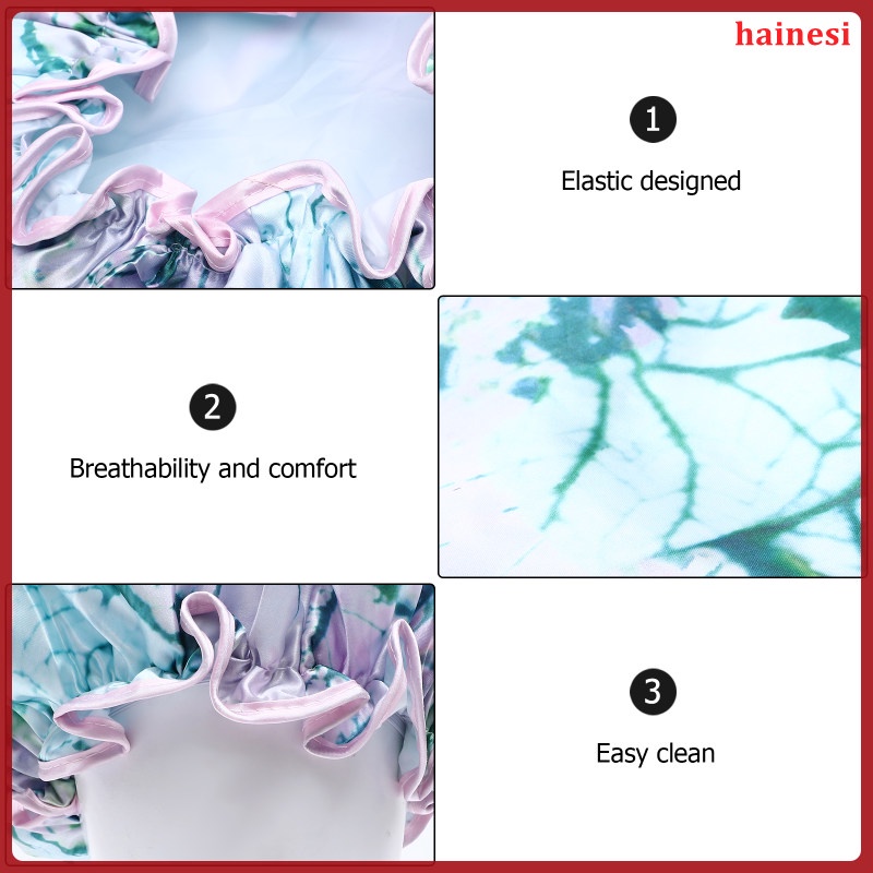 Bộ 3 Mũ Trùm Tóc Bằng Satin Màu Đen Chống Thấm Nước