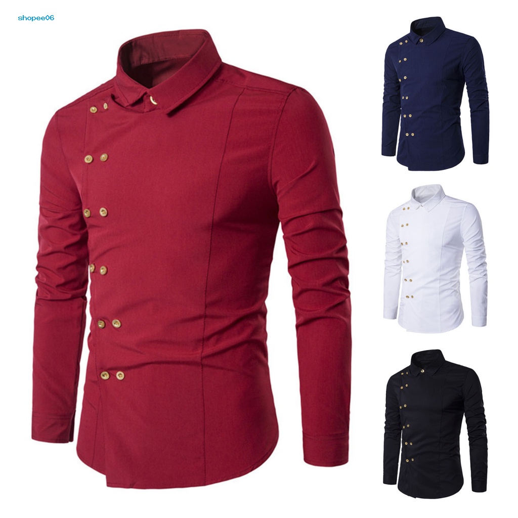 Áo Sơ Mi Nam Cổ Bẻ Hai Hàng Nút Cài Màu Sắc Thanh Lịch