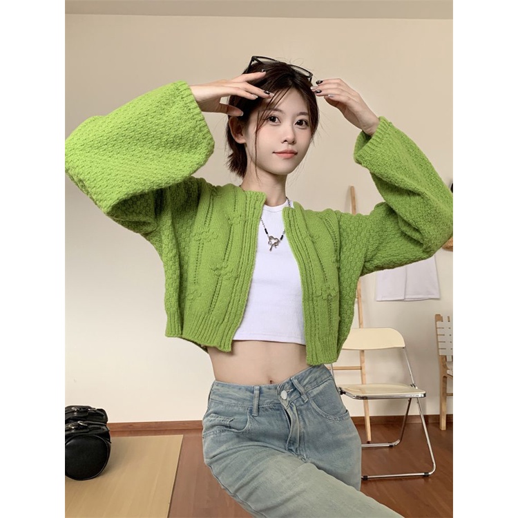 Áo Khoác Cardigan Mỏng Tay Phồng Phối Ren Thời Trang Mùa Hè Hàn Quốc
