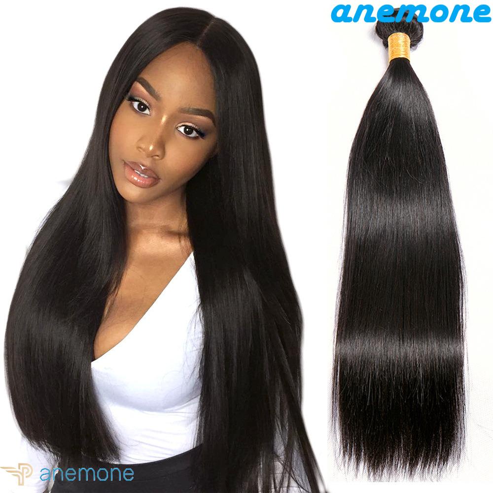 ANEMONE Tóc Giả Thẳng Dày Dặn Màu Đen Tự Nhiên Cách Nhiệt Thời Trang Cho Nữ