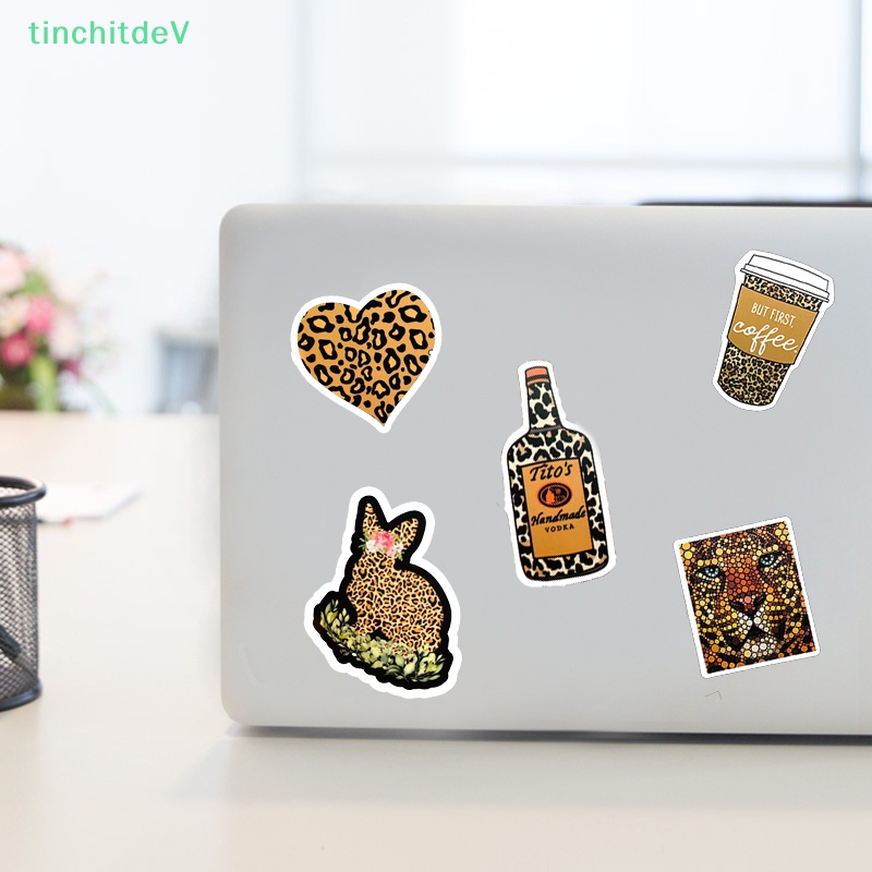 Bộ 50 Miếng Dán Họa Tiết Da Báo Thời Trang Dùng Trang Trí Xe Đạp / Notebook / Điện Thoại