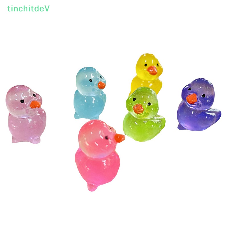 Bộ 2 Tượng Vịt Mini Bằng Nhựa Resin Dạ Quang Trang Trí Tiểu Cảnh / Sân Vườn