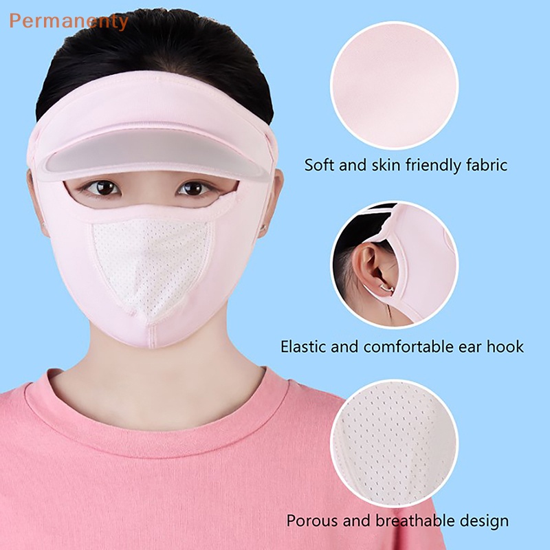 Mũ Chống Nắng Kèm Tấm Che Mặt Chống Tia UV Bằng Vải Lụa Lạnh Tiện Dụng