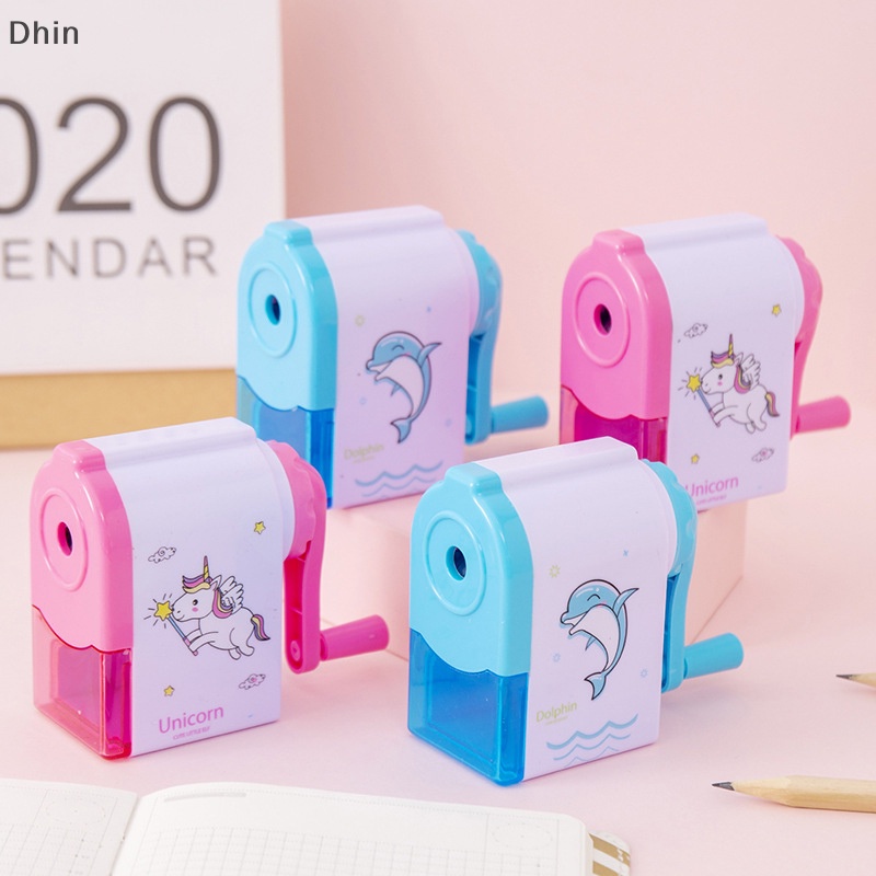 [Dhin] Student Hand Crank Pencil Sharpener Cartoon Print Pencil Sharpener School Supply COD