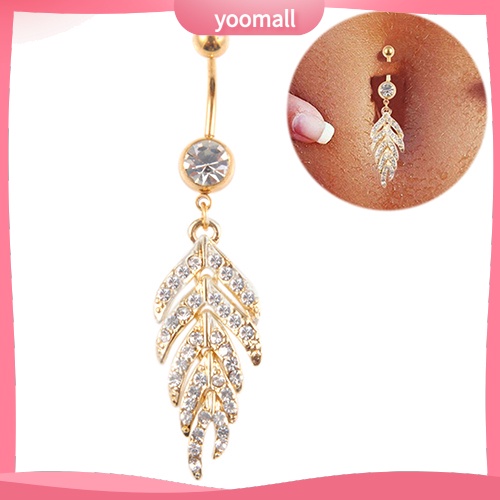 Khuyên Rốn Hình Chiếc Lá Đính Đá Thời Trang Cho Nữ